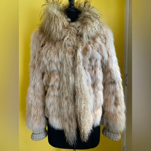 FOX FUR レア　ベスト　美品　94500円→88000 OFURTEBUY Women's Genuine Fox Fur Coat Thick Warm Fur Jacket